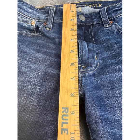 American Eagle Jeans Men 31x32 Blue Slim Strght Extreme Flex 4 Distressed Ripped - Picture 2 of 9